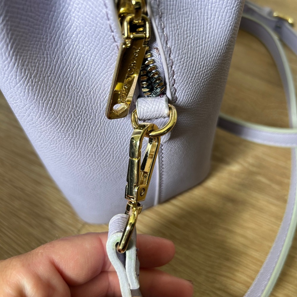 Betsey Johnson Lavender Heart Satchel Crossbody Bag with Scarf Accent - Picture 9 of 13